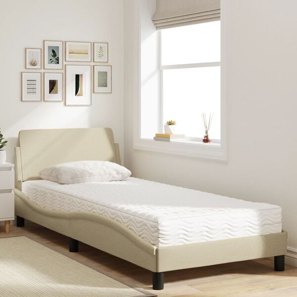 vidaXL Letto con Materasso Dover Crema 80x200 cm in Tessuto