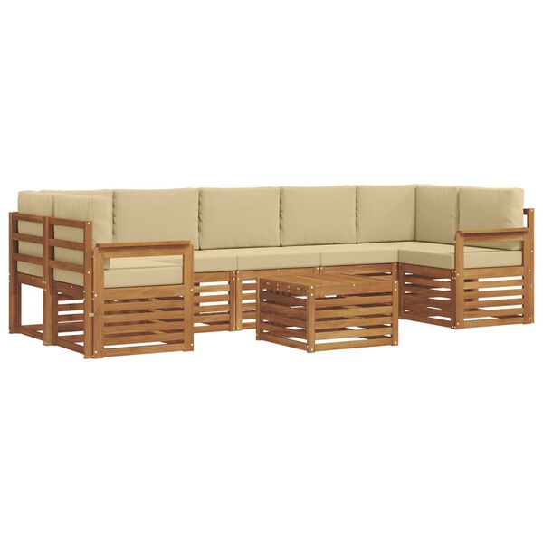 vidaXL Set di divani da esterno con cuscino 8 pcs Naturale e Beige