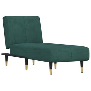 vidaXL Chaise Longue in Velluto Verde Scuro