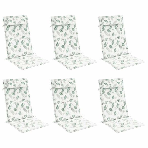 vidaXL Cuscini Sedia Schienale Alto 6 pz Motivo Foglie Tessuto Oxford