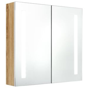 vidaXL Armadietto Bagno con Specchio e LED Bianco e Rovere 62x14x60 cm