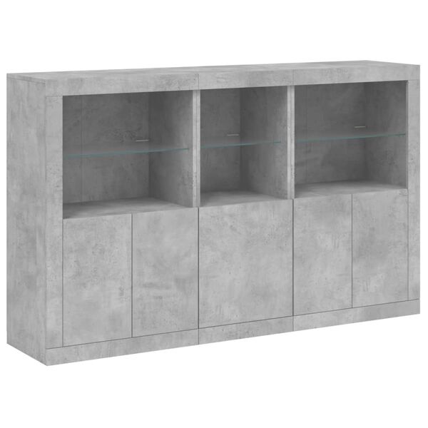 vidaXL Credenza con Luci LED Grigio Cemento 162x37x100 cm