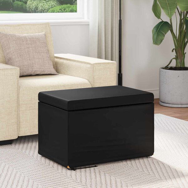 vidaXL Pouf Nero Pelle Sintetica e Legno Ingegnerizzato