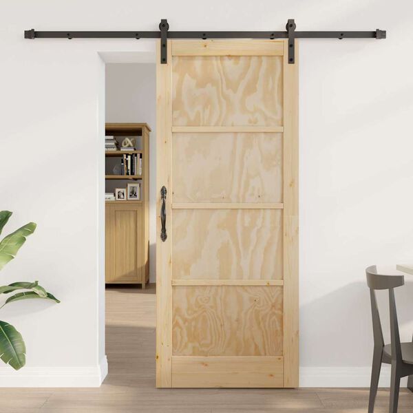 vidaXL Porta scorrevole Marrone 83 x 202 cm Pino massello