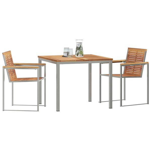 vidaXL Setdapranzodagiardino 3 pcs Teak solido