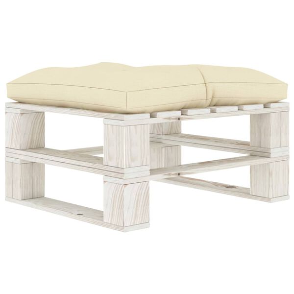 vidaXL Set Salotto da Giardino Pallet 4 pz con Cuscini Crema in Legno