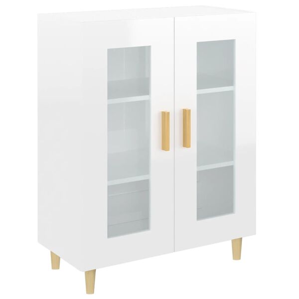 vidaXL Credenza 69,5x34x90 cm in Legno Multistrato Bianco Lucido