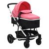 vidaXL Passeggino/Carrozzina 2-in-1 Rosa e Nero in Alluminio