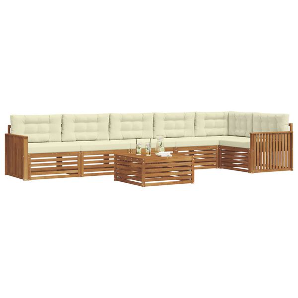 vidaXL Set di divani da esterno con cuscino 7 pcs Naturale e Crema