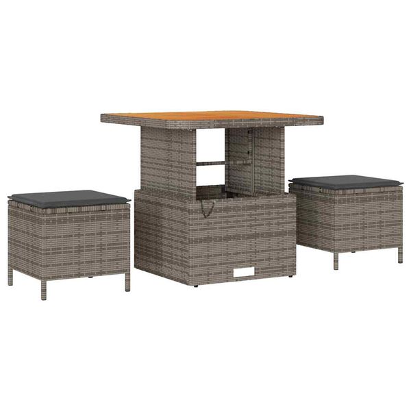 vidaXL Set Divano da Giardino con cuscino Grigio Poly Rattan