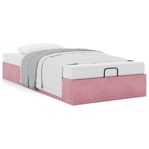 vidaXL Struttura Letto Pouf Senza Materasso Rosa 100x200 cm Velluto