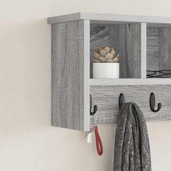 vidaXL Appendiabiti a muro Grigio sonoma 50 x 16 x 26 cm