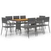 vidaXL Set da Pranzo per Esterni 9 pz in Polyrattan Grigio