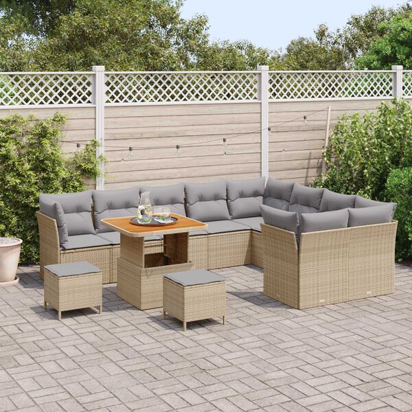 vidaXL Set Divano da Giardino con cuscino 12 pcs beige e grigio chiaro