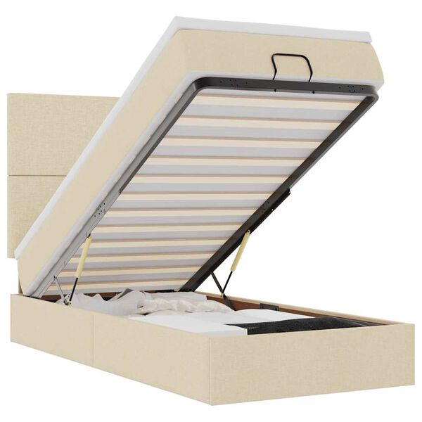 vidaXL Struttura Letto Pouf con Materasso Crema 90x190 cm in Tessuto