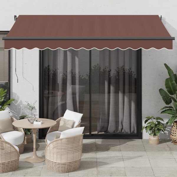 vidaXL Tenda Retrattile Manuale con LED 350x250 cm Marrone