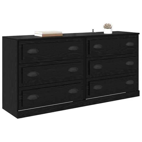 vidaXL Sideboards con cassetto 2 pcs Rovere Nero 70 x 35,5 x 67,5 cm