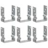 vidaXL Picchetti per Recinzione 6 pz Argento 12x6x15cm Acciaio Zincato