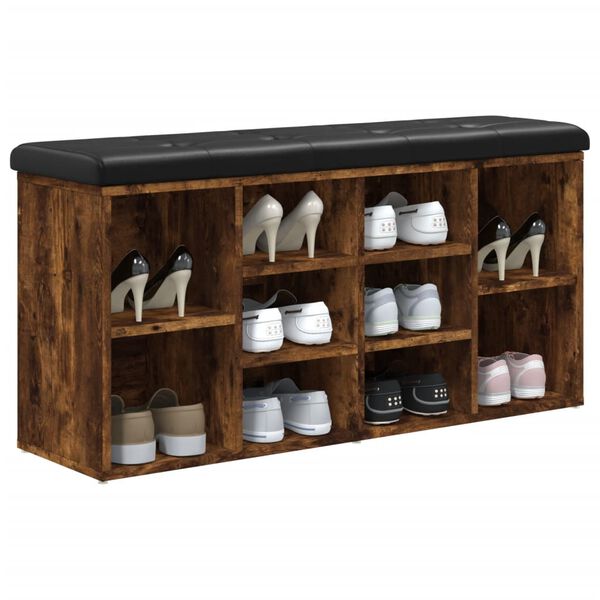 vidaXL Panca Porta Scarpe Rovere Fumo 102x32x50 cm Legno Multistrato