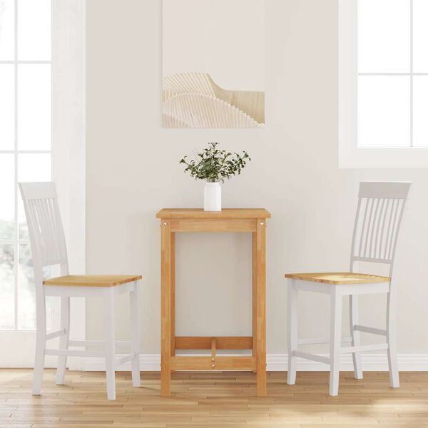 vidaXL Sgabelli da Bar 2 pz Bianchi in Legno Massello di Hevea