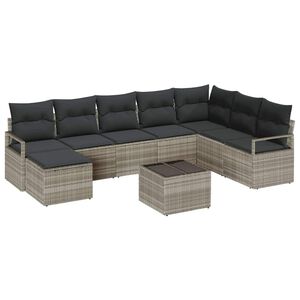 vidaXL Set di divani con cuscino 8 pcs Grigio chiaro polyrattan