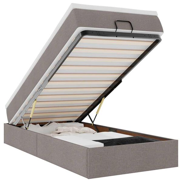 vidaXL Struttura Letto Pouf con Materasso Tortora 90x200 cm in Tessuto