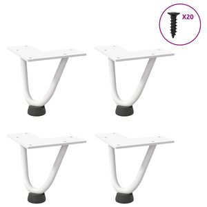 vidaXL Gambe a forcina per tavolino 4 pz bianche 10 cm in acciaio massiccio