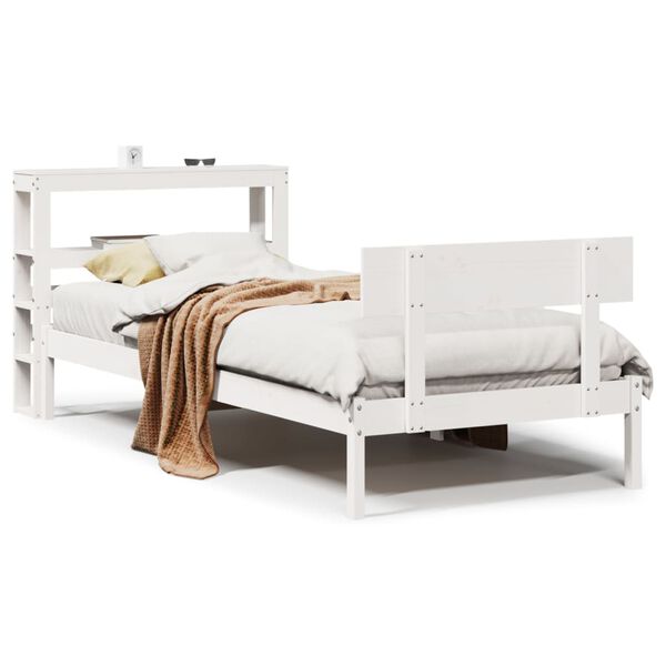 vidaXL Letto senza Materasso Bianco 75x190 in Legno Massello di Pino