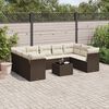 vidaXL Set Divani da Giardino 10pz con Cuscini in Polyrattan Marrone