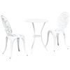 vidaXL Set Bistro da Giardino 3 pz Bianco Alluminio
