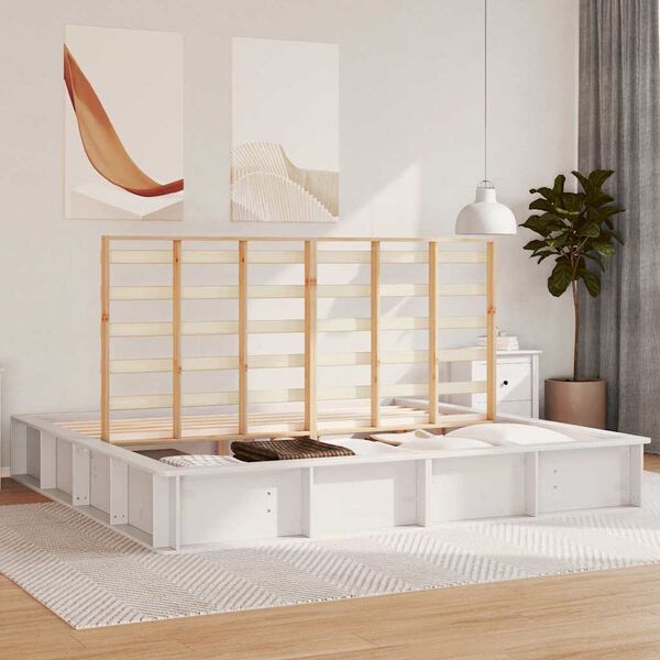 vidaXL Struttura del letto Bianco 180 x 200 cm Pino massello