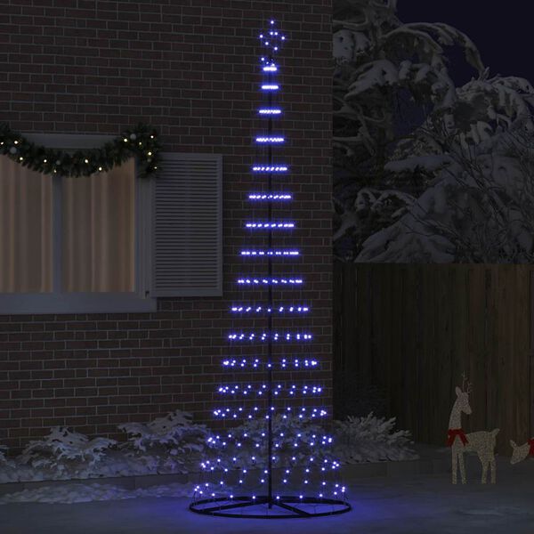 vidaXL Albero di Natale LED con 355 LED Blu 184.5 cm Metallo