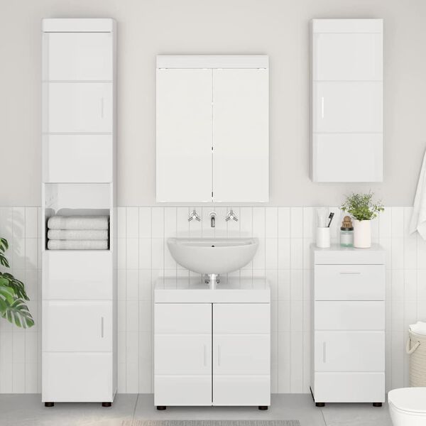 vidaXL Armadio da bagno a muro TULUM Bianco Lucido 37 x 24,5 x 86 cm