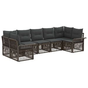 vidaXL Set Divano da Giardino 7 pz 7-Numero di posti Grigio polyrattan
