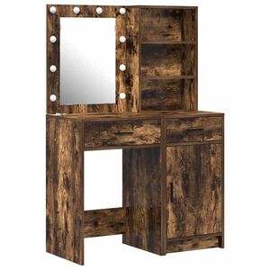 vidaXL Set da tavolo da trucco con LED 2 pz Rovere fum&eacute;