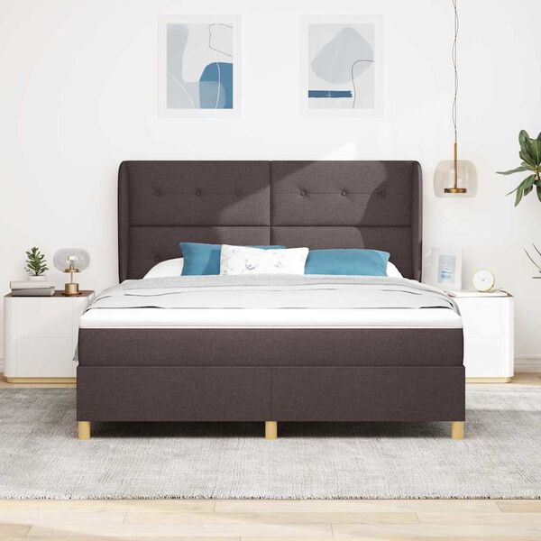 vidaXL Letto con molle e materasso Grigio Scuro 90x190 cm Tessuto
