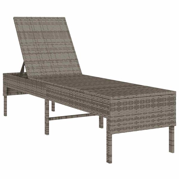 vidaXL Lettino Prendisole con Cuscino Grigio 55x200x44cm in Polyrattan