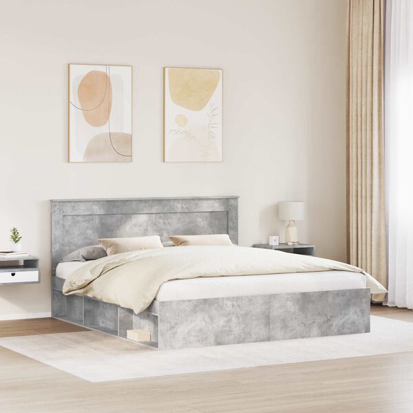 vidaXL Struttura del letto Calcestruzzo 180 x 200 cm Pino massello