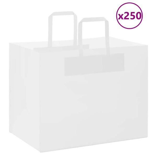 vidaXL Sacchetti di Carta 250 pz con Manici Bianchi 32x22x24 cm
