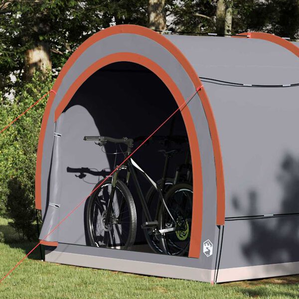 vidaXL Tenda porta biciclette Grigio e arancione 256 x 222 x 182 cm