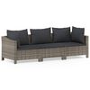 vidaXL Set Divani da Giardino 3 pz con Cuscini in Polyrattan Grigio