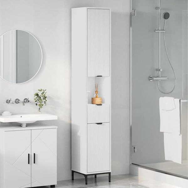 vidaXL Mobile da Bagno con cassetto Bianco 31,5 x 33 x 190 cm