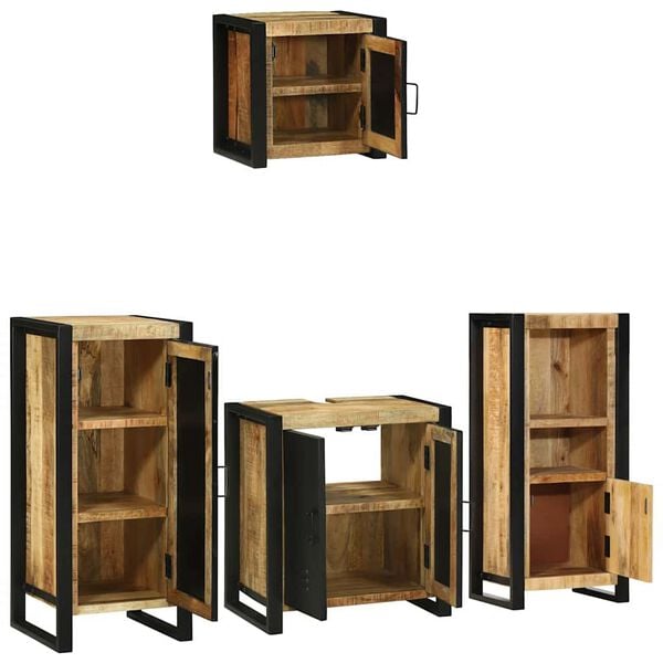 vidaXL Set di mobili per il bagno 4 pcs Legno di mango massello
