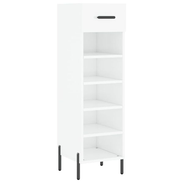vidaXL Scarpiera Bianco Lucido 30x35x105 cm in Legno Multistrato