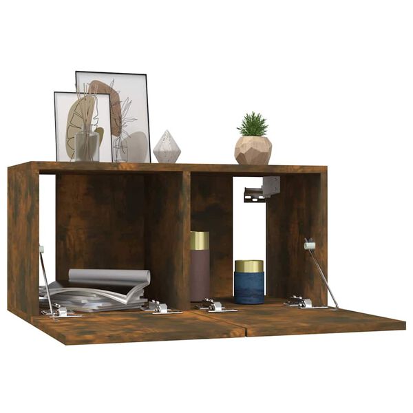 vidaXL Mobili Porta TV Pensili 3 pz Rovere Fumo 60x30x30 cm