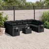 vidaXL Set Divani da Giardino 10pz con Cuscini in Polyrattan Nero