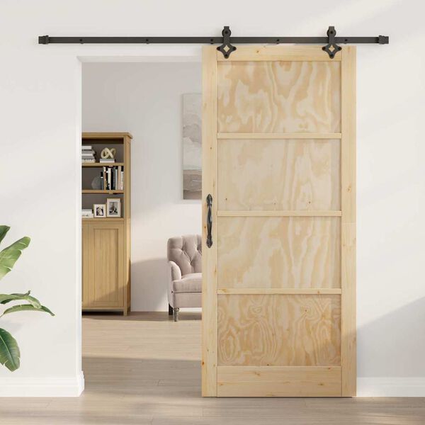 vidaXL Porta scorrevole ORKDAL Marrone 93 x 211 cm Pino massello
