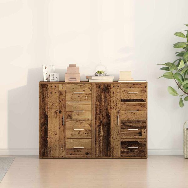 vidaXL Credenza 2 pcs Legno vecchio 60 x 31 x 84 cm Legno multistrato