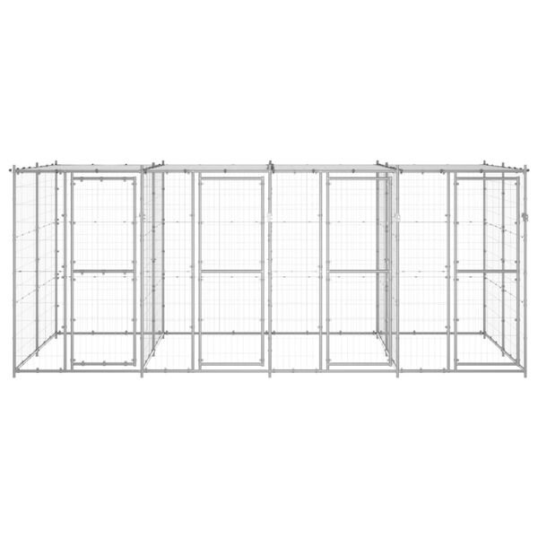 vidaXL Gabbia per Cani da Esterno in Acciaio Zincato con Tetto 9,68m&sup2;