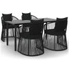 vidaXL Set da Pranzo da Giardino 5 pz Nero con Cuscini in Rattan PVC